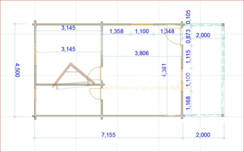 Plano técnico de casa de madera modelo Tegueste con distribución interior