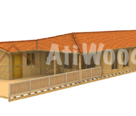 Casa de madera modelo Tuineje vista exterior con cubierta de teja
