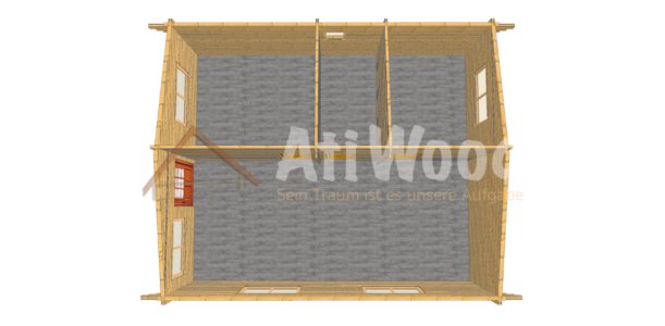 Casa de madera modelo Gáldar vista superior de estructura de madera