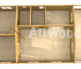 Casa de madera modelo Teror vista superior de estructura de madera