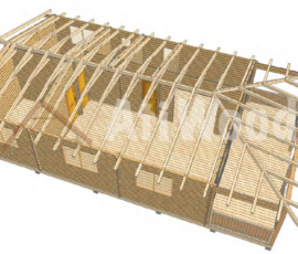 Casa de madera modelo Teror estructura de madera con cubierta inclinada