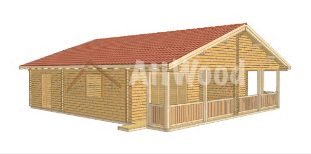Casa de madera modelo Güímar Duplex fachada lateral con porche