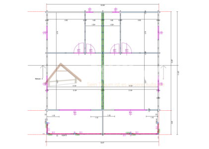 Plano técnico de casa de madera modelo Breña Alta