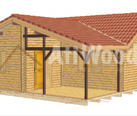 Casa de madera modelo San Mateo vista exterior con porche