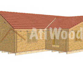 Casa de madera modelo San Mateo fachada exterior lateral