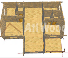 Casa de madera modelo San Mateo estructura de madera con cubierta inclinada