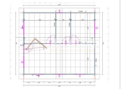 Plano técnico de casa de madera modelo Aveiro