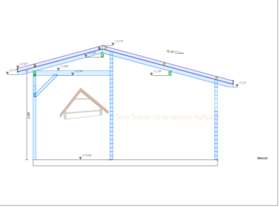 Sección constructiva de casa de madera modelo Minho