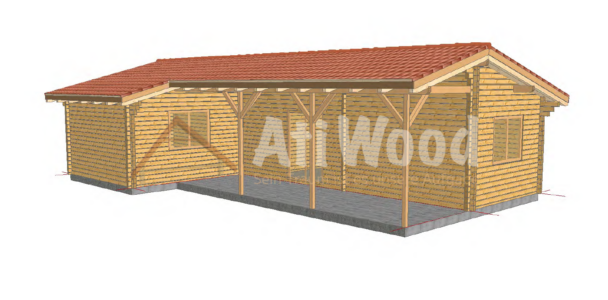 Casa de madera modelo Minho vista exterior frontal