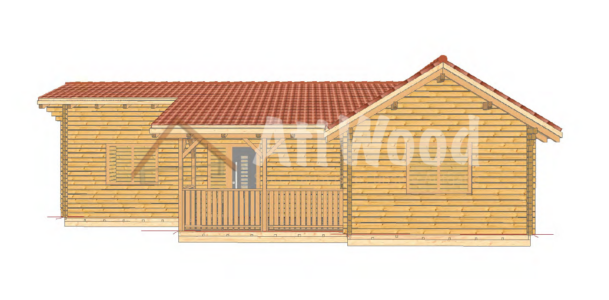 Casa de madera modelo Mogán vista exterior con porche