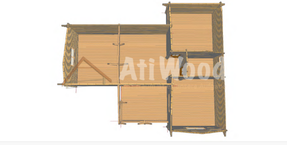 Alzado de casa de madera modelo Mogán con cubierta inclinada