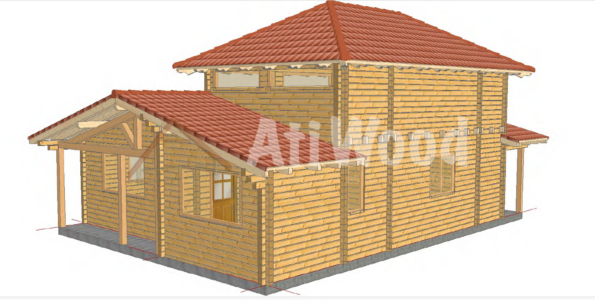 Casa de madera modelo Morro Jable vista exterior con cubierta de teja