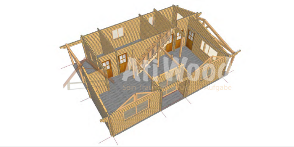 Estructura interior 3D de casa de madera modelo Morro Jable