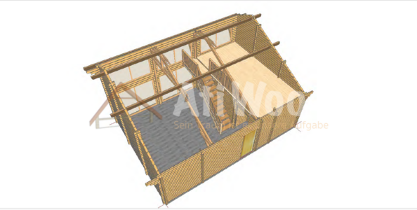 Casa de madera modelo Moya vista exterior lateral
