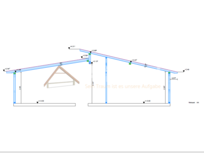 Sección constructiva de casa de madera modelo Braga