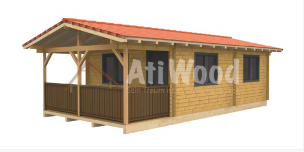 Casa de madera modelo Tarajalejo fachada con porche