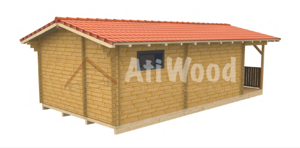 Casa de madera modelo Tarajalejo vista exterior con cubierta de teja