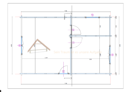 Plano de casa de madera modelo Valleseco con distribución orientativa