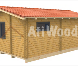 Casa de madera modelo Agaete vista exterior con cubierta inclinada