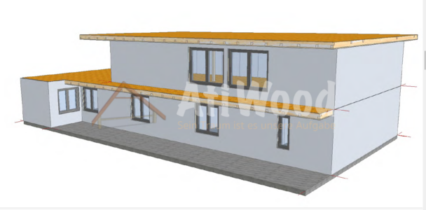 Sección técnica de casa de madera modelo Tenerife con dos plantas