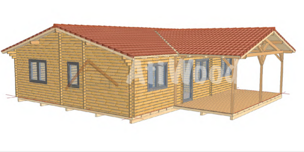 Casa de madera modelo La Gomera vista exterior con porche