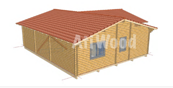 Casa de madera modelo La Gomera fachada lateral con cubierta de teja
