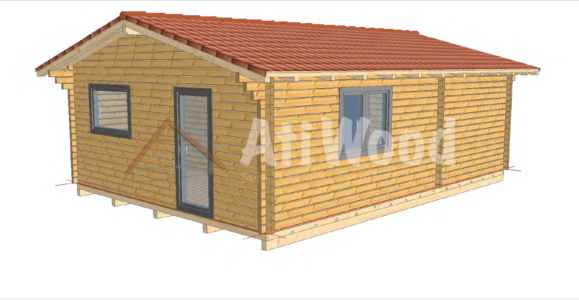 Casa de madera modelo Corralejo vista exterior con cubierta de teja