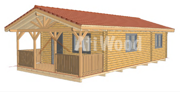 Casa de madera modelo Costa Calma fachada con porche