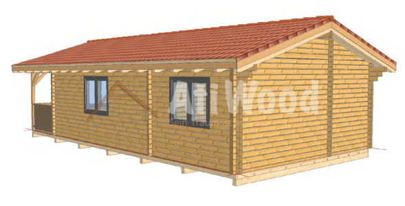 Casa de madera modelo Costa Calma vista exterior con cubierta de teja