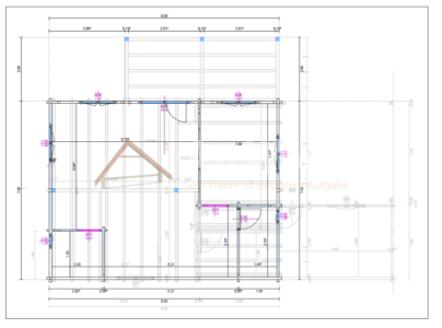 Plano de planta alta de casa de madera modelo Puerto de la Cruz