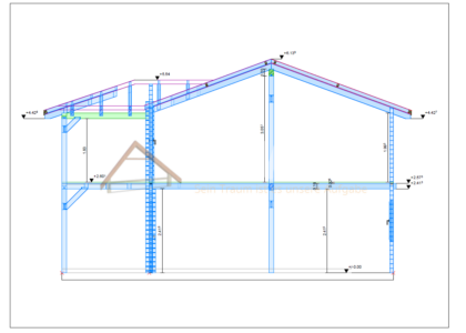 Sección técnica de casa de madera modelo Puerto de la Cruz