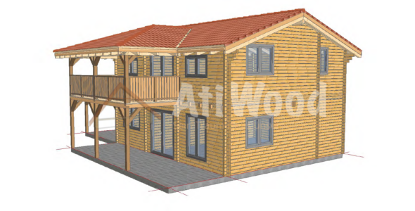 Casa de madera modelo Puerto de la Cruz fachada exterior con dos plantas