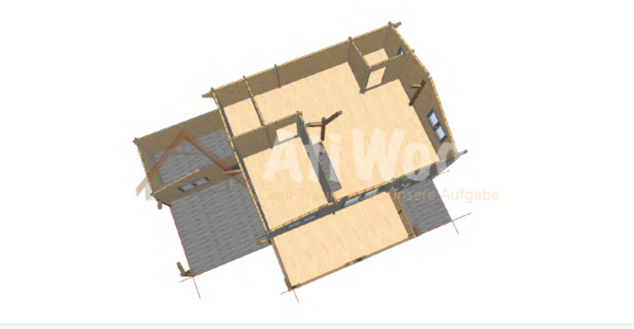 Casa de madera modelo Puerto de la Cruz vista exterior con cubierta inclinada