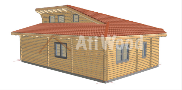 Plano de casa de madera modelo Las Palmas con distribución interior