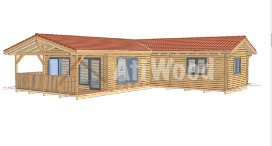 Casa de madera modelo Icod fachada exterior con ventanas y porche