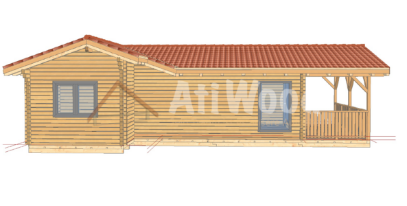 Casa de madera modelo Icod vista exterior con porche