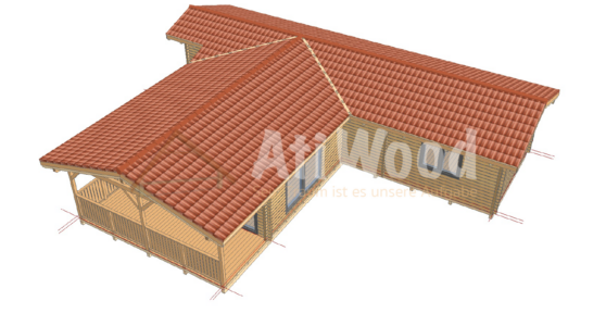 Casa de madera modelo Icod vista superior con cubierta de teja