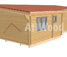 Casa de madera modelo Arona vista exterior lateral