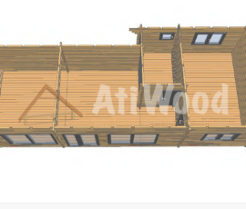 Casa de madera modelo Arona vista frontal con porche
