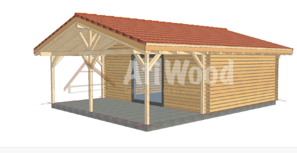 Casa de madera modelo Gran Tarajal fachada exterior con porche