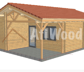 Casa de madera modelo Garachico fachada exterior con porche