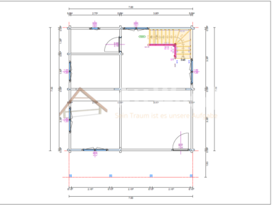 Plano de planta baja de casa de madera modelo Tejeda