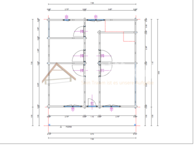 Plano de planta alta de casa de madera modelo Tejeda