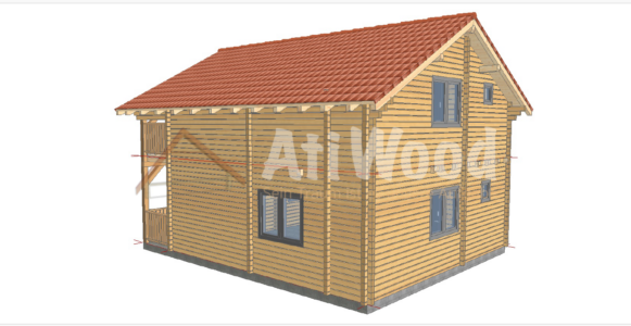 Casa de madera modelo Tejeda vista lateral exterior
