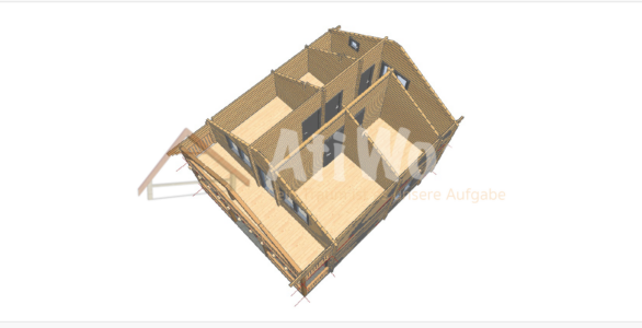 Casa de madera modelo Tejeda estructura superior con cubierta inclinada