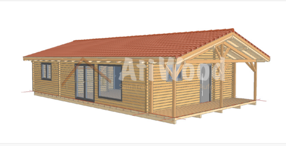 Plano técnico de casa de madera modelo Antonio con distribución personalizada