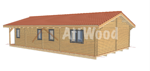 Casa de madera modelo Antonio con plano, estructura y vistas exteriores