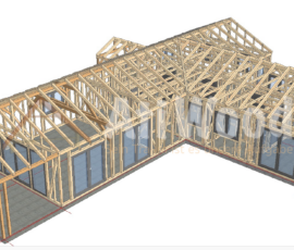 Estructura de madera modelo El Sauzal vista 3D