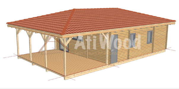 Casa de madera modelo Telde vista lateral para proyectos en Gran Canaria