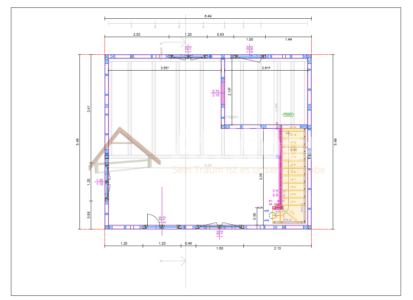 Plano de casa de madera modelo Firgas con distribución orientativa